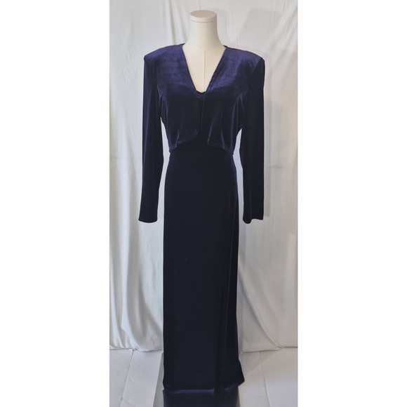 Vintage Y2K 90s ONYX Nite Purple Velvet Party Maxi Dress w/ Jacket US 8 - Picture 1 of 10